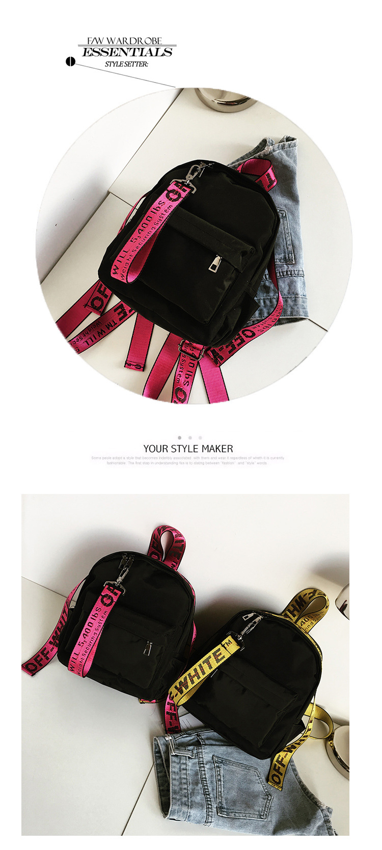 off white backpack pink