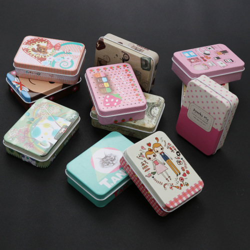 Creative Rectangle Tin Box, Cartoon Mini Card Storage Box, Hair Clip Accessory Small Tin Box Wholesale