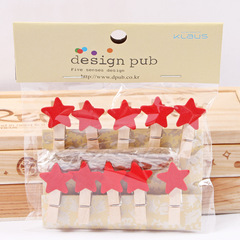 Photo Message Storage Clip Wooden Small Clip Photo Wall Decor Clip Hanger Home Chinese Red Star Wooden Clip