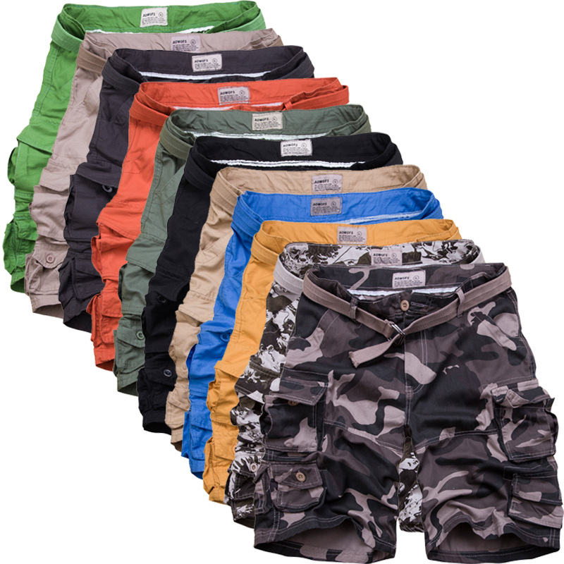 Foreign trade wholesale new men's large size multi-pocket loose five-point pants European and American camouflage casual pants work short