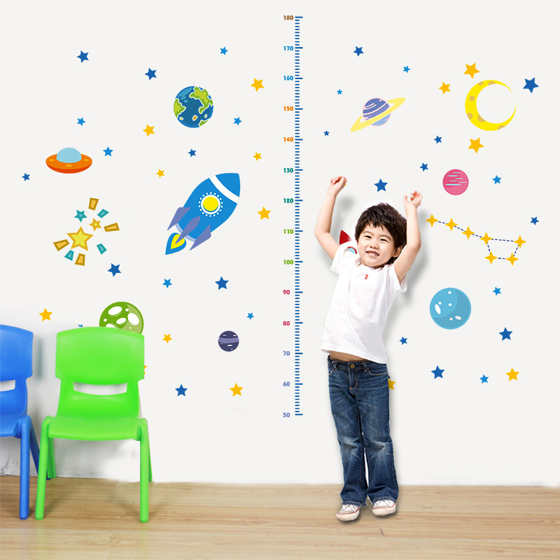 On behalf of Children's Room Wall stickers Space rocket Space Height stickers originality Sticker Cartoon comic mural 9232