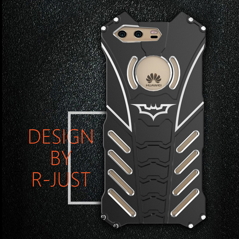 R-Just Batman Shockproof Aluminum Shell Metal Case with Custom Batarang Stent for Huawei P10 & Huawei P10 Plus