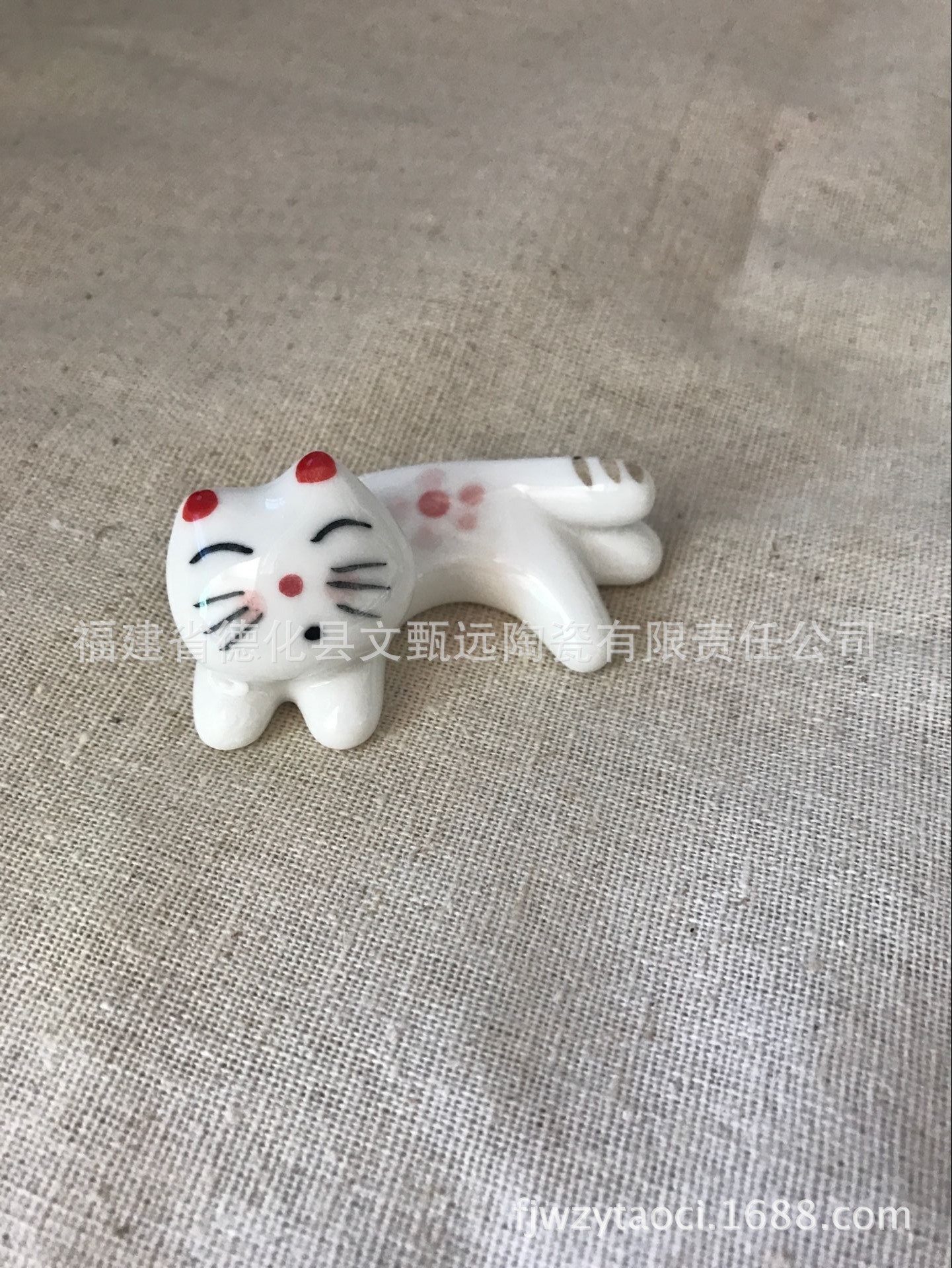 陶瓷日式招财猫筷架日单超萌动物筷架笔托萌猫招财猫笔托|ms