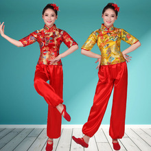 中国风打鼓服演出服装男女古典动感水鼓舞蹈服腰鼓伴袖舞台表演服
