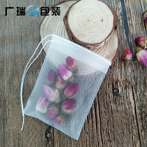 Seasoning soup bag 5*6.5cm nylon drawstring tea bag with disposable label tea brewing cooking filter bag