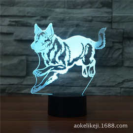 跨境热销德牧犬触控3D灯 发光亚克力视觉灯  渐变LED灯小夜灯3969