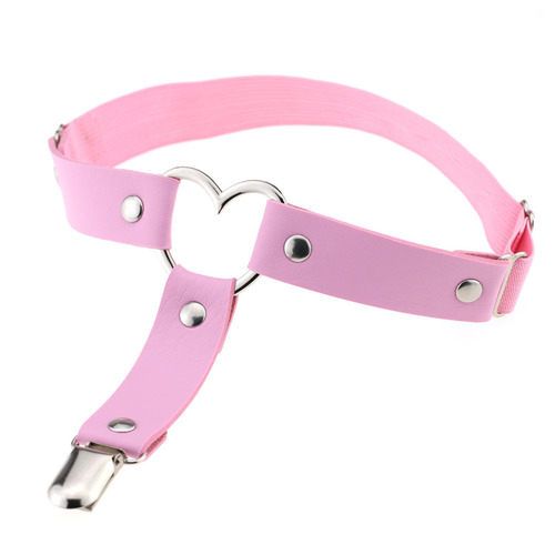 European and American Harajuku punk street shooting nightclub sexy and interesting heart-shaped peach heart-shaped hollow garter belt garter clip thigh ring