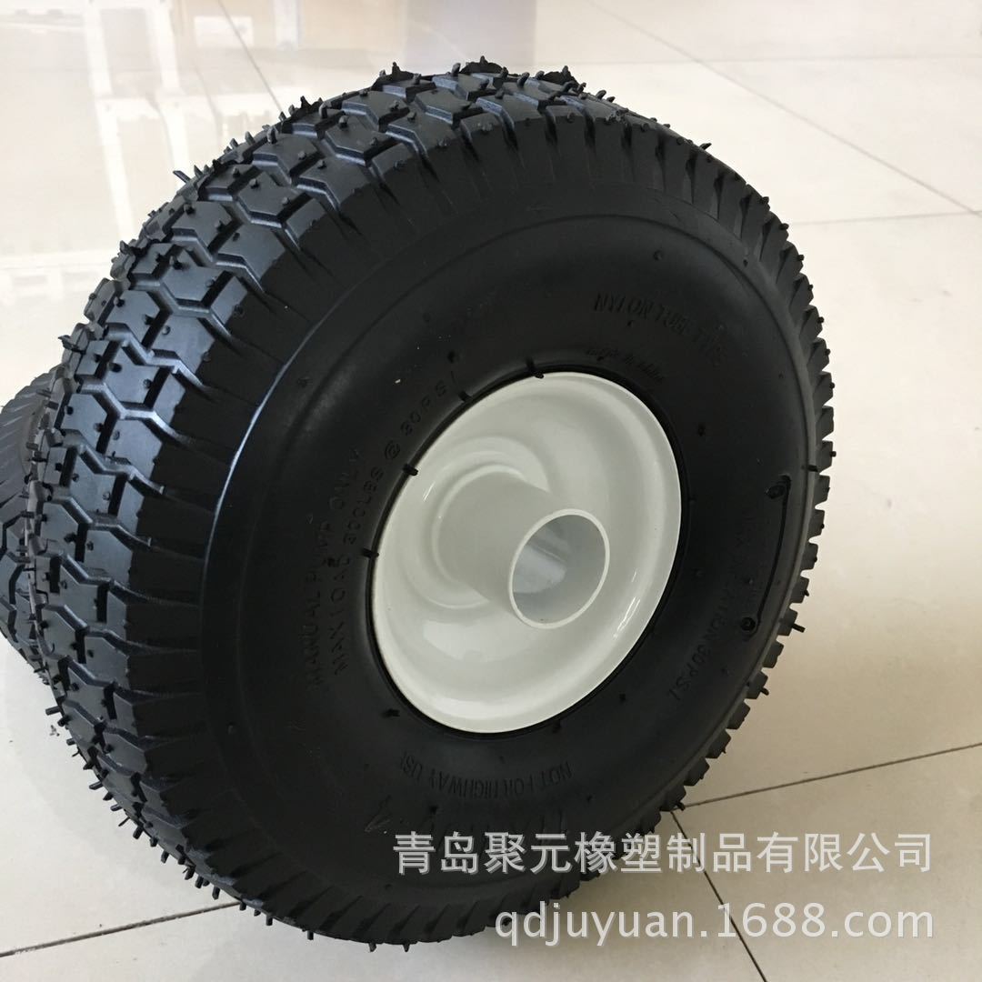 厂家销售10寸4.00-4充气轮手推车工具车橡胶轮充气外胎花园车轮胎