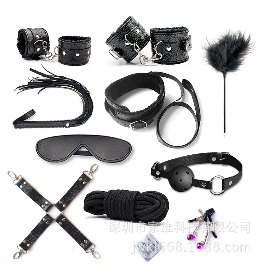 Bdsm Play Set For Adults, 10-piece Leather And Plush Restraints_voghion.com