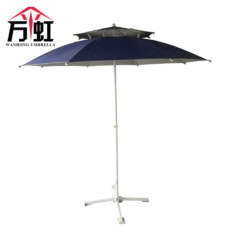 厂家供应带小帽长柄遮阳伞 涤纶银胶手动沙滩遮阳伞定制遮阳雨伞|ms