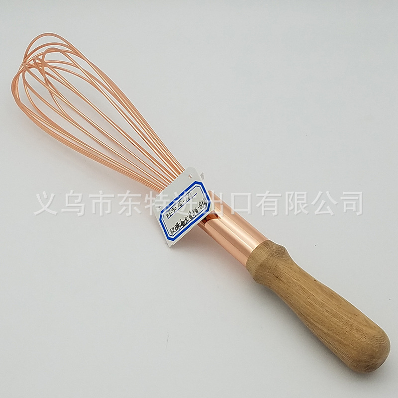 厂家直销不锈钢打蛋器玫瑰金橡木柄打蛋器8线搅拌和面器烘焙用品详情图4