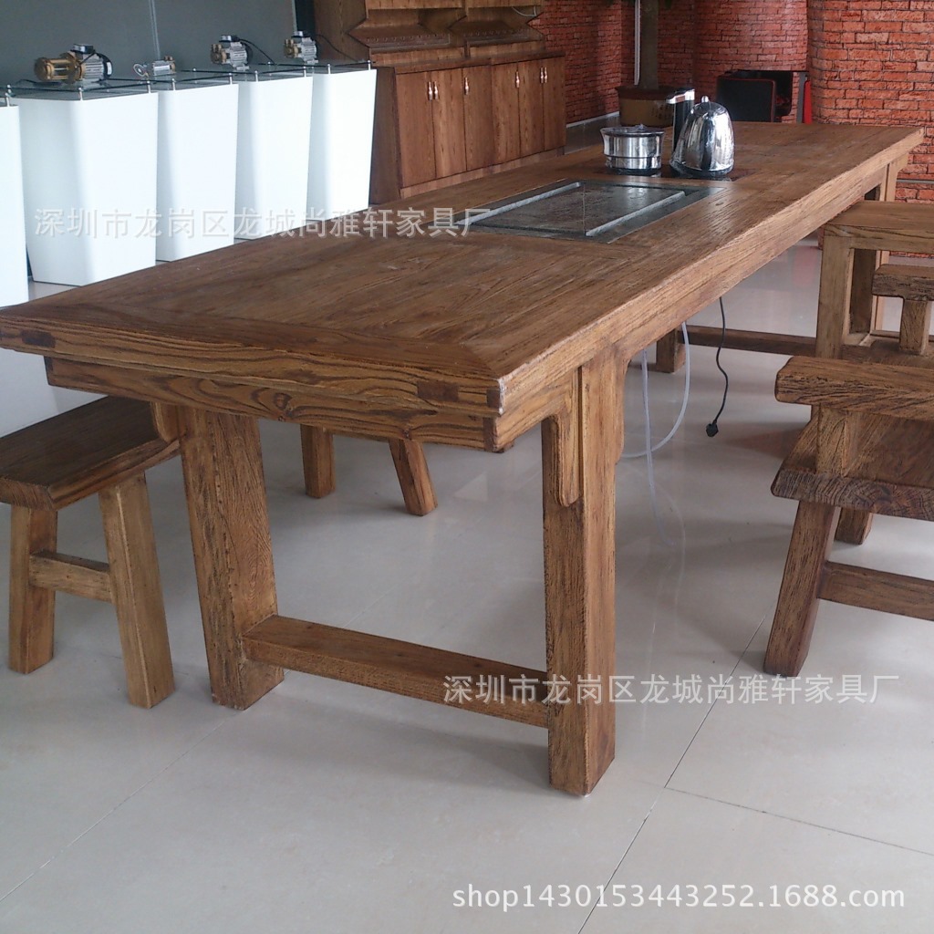 Manufactor Direct selling natural Elm Tea Service company to work in an office Conference Table solid wood Large table 3 meters Long tea table customized