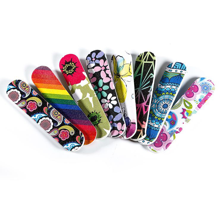 4g Weight NAIL FILE Nail Supplies 1 Piece Quantity Retro Color Block Flower Sandpaper Nail File 1 Piece