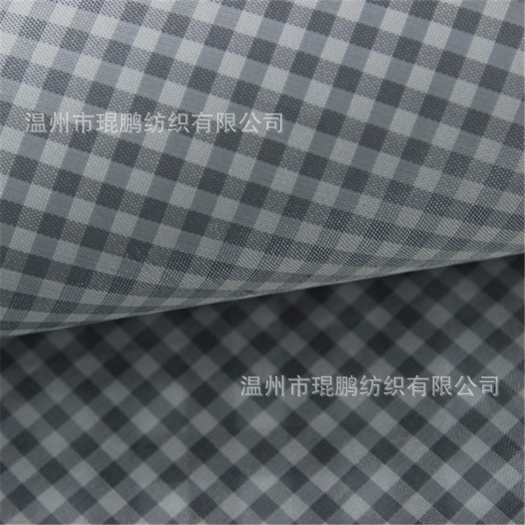 服装里布涂层布料全涤色织布梭织里料黑白格子布