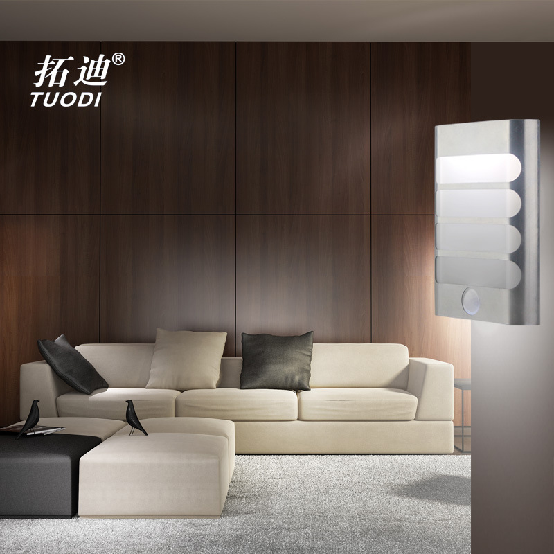 拓迪LED智能感应灯USB充电小夜灯壁灯跨境爆款自粘贴式LED壁灯