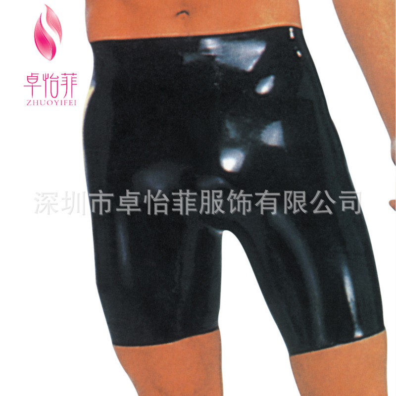 Supply European and American adult sexy underwear natural latex sexy men's shorts black tight boxers wholesale Supply European and American adult sexy underwear natural latex sexy men's shorts black tight boxers wholesale