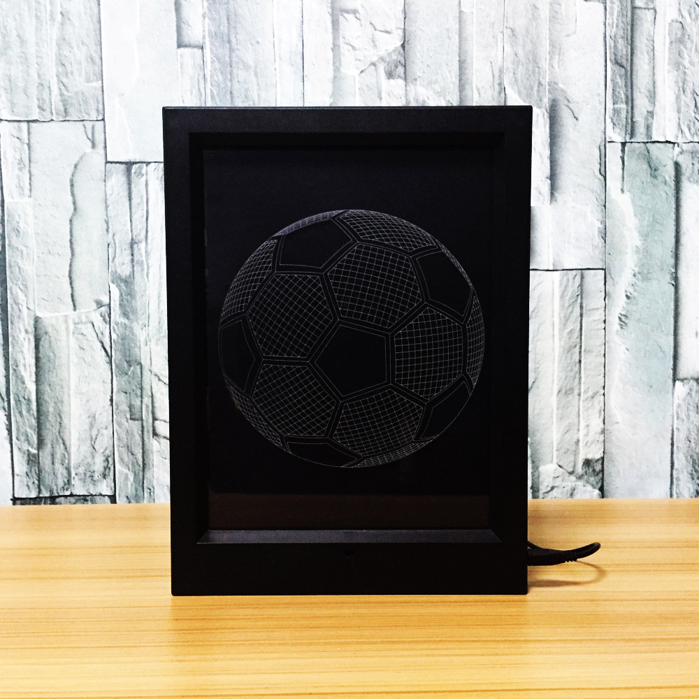 3d灯 相框式 创意产品七彩遥控触摸小夜灯足球