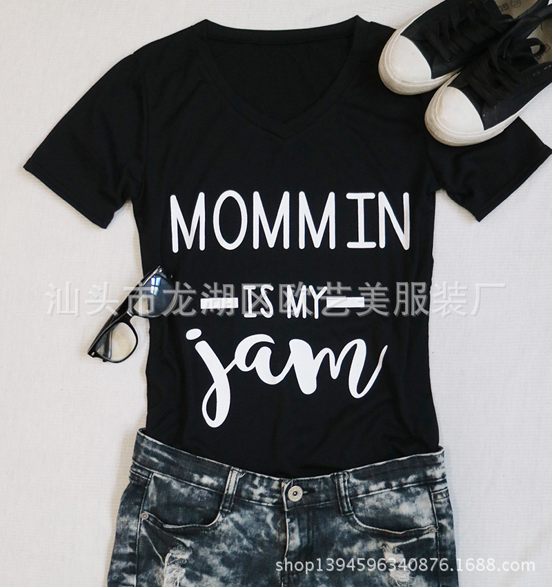 Womens V Neck Graphic T Shirt Trendy Letter Print Casual Summer Wear Wholesale Available factory direct