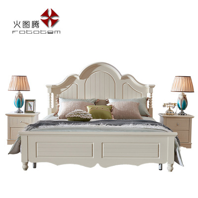 工厂直销 现代简约韩式田园床1.5/1.8米单人床公主卧室实木双人床|ms