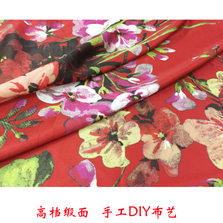 女装 印花布 古奇同款 天竺葵 数码印花面料 欧美大牌花型面料