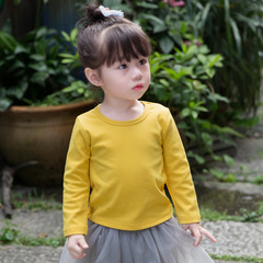 Women's versatile T-shirt for girls, small children 2018 spring new children plain color long-sleeved base shirt top