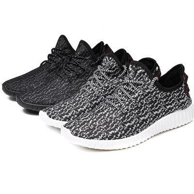 夏秋季飞织椰子鞋平底休闲鞋韩版透气板鞋前系带运动鞋地摊货男鞋