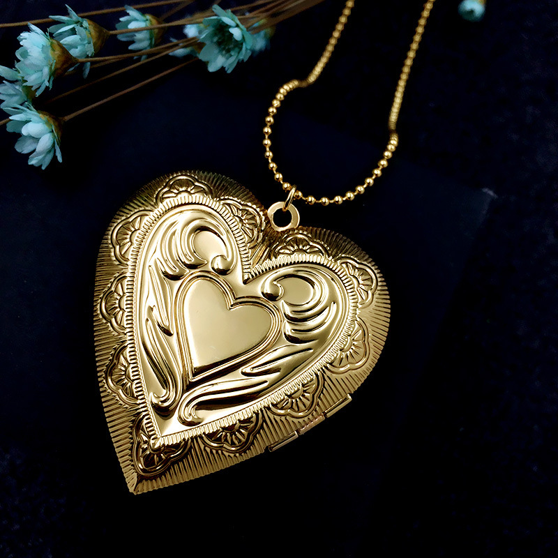 Copper Pendant Material Locket Necklace Classification Copper Rose Gold Plated White Gold Plated Plating Heart Shape Locket Necklace