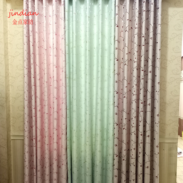 欧式提花窗帘布 高遮光窗帘面料阳离子亮丝窗帘厂家批发