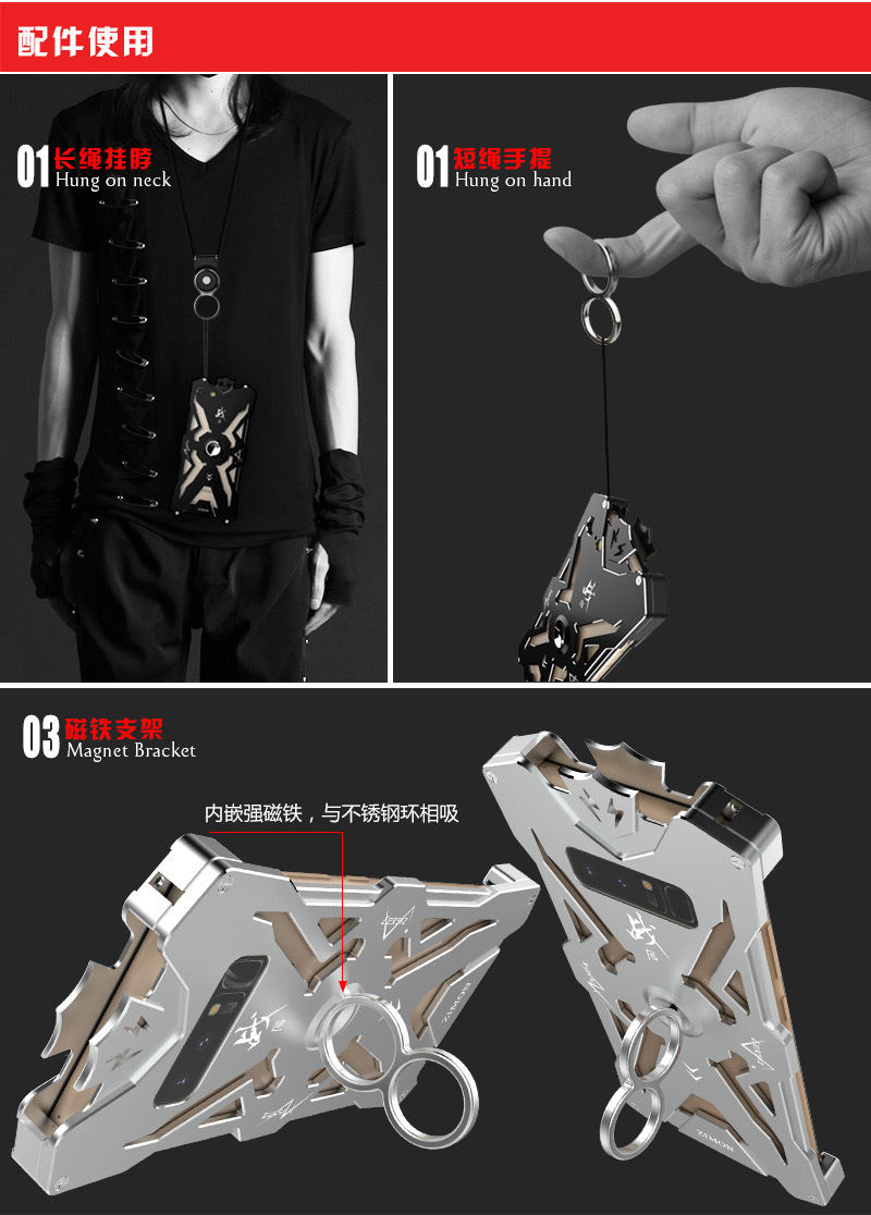 SIMON THOR Magnetic Bracket Aviation Aluminum Alloy Shockproof Armor Metal Case Cover for Samsung Galaxy Note 8