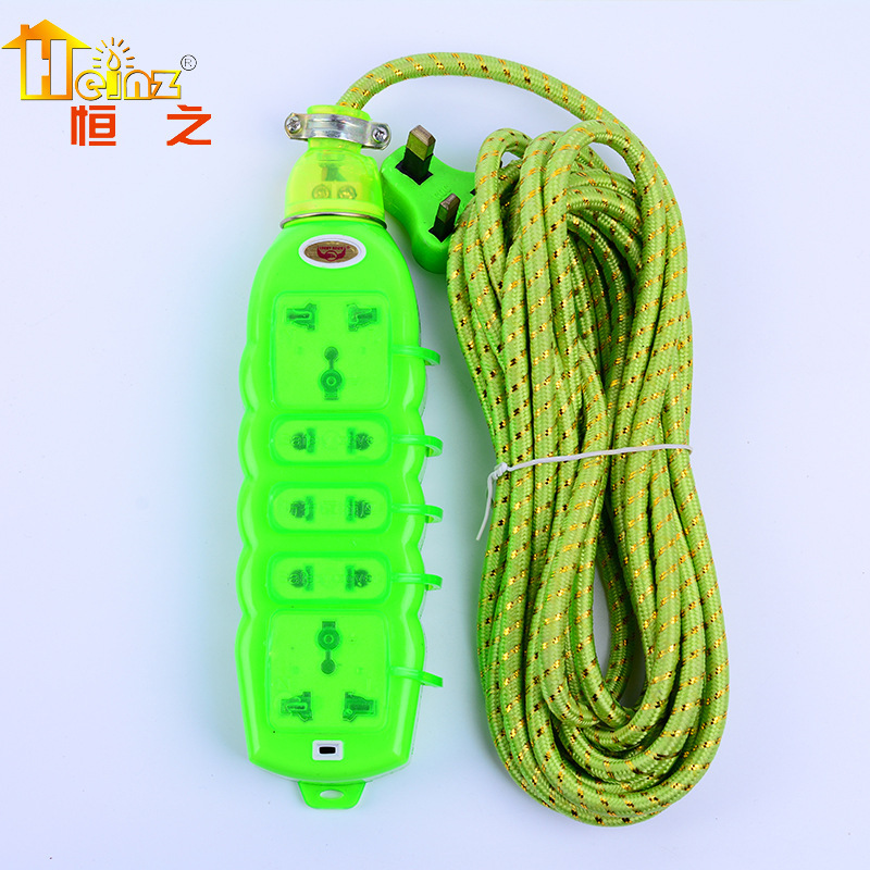 绿色500带安全盖子实用多工能英式连铜伊拉克插排接线板插座