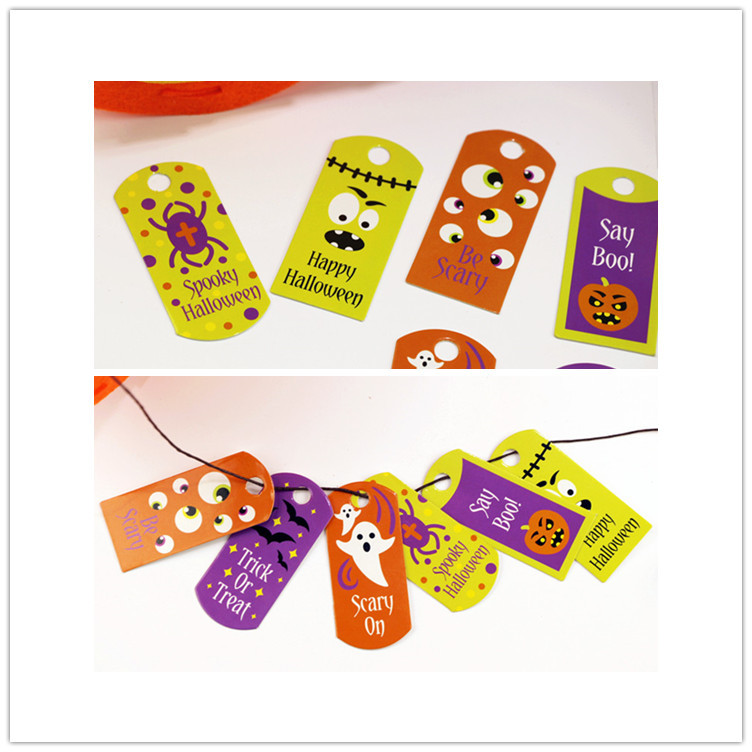50片价 万圣节手写留言卡片挂件装饰品挂南瓜吊鬼面具幽灵吊牌