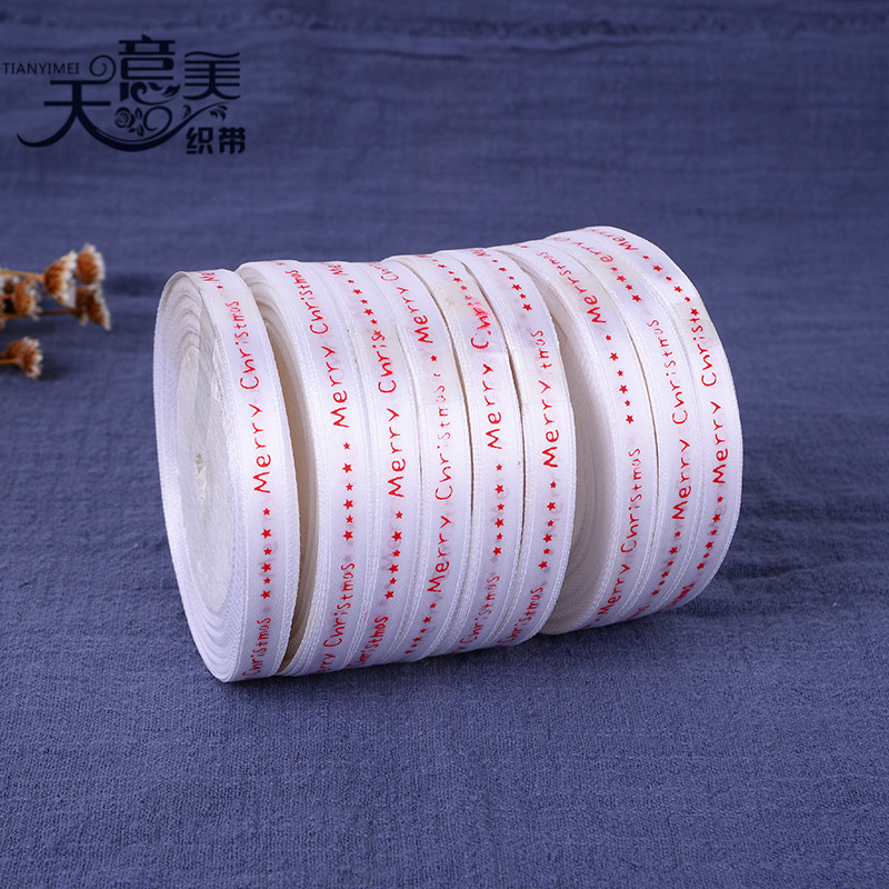 Fabricante 1cm cinta de impresión regalo de Navidad embalaje cinta cinta de impresión Merry Christma