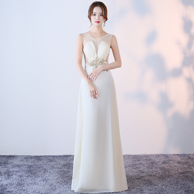 Evening dresses abito da sera Banque KTV night club night show long model Jiali Hotel Miss technician dress long dress white evening dress