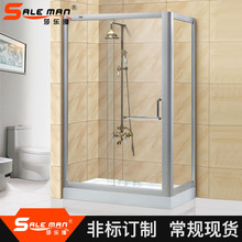 钢化玻璃淋一字型移门卫浴室厂家 可定 制铝合金长方形酒店淋浴房