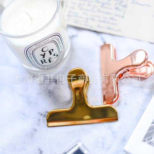 Nordic style electroplated brass clip, stainless steel bill clip, storage metal sealing mouth clip, gold long tail clip