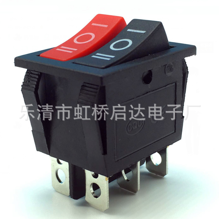 船型开关 三档双联船型开关6脚 双联翘板开关KCD6电源开关