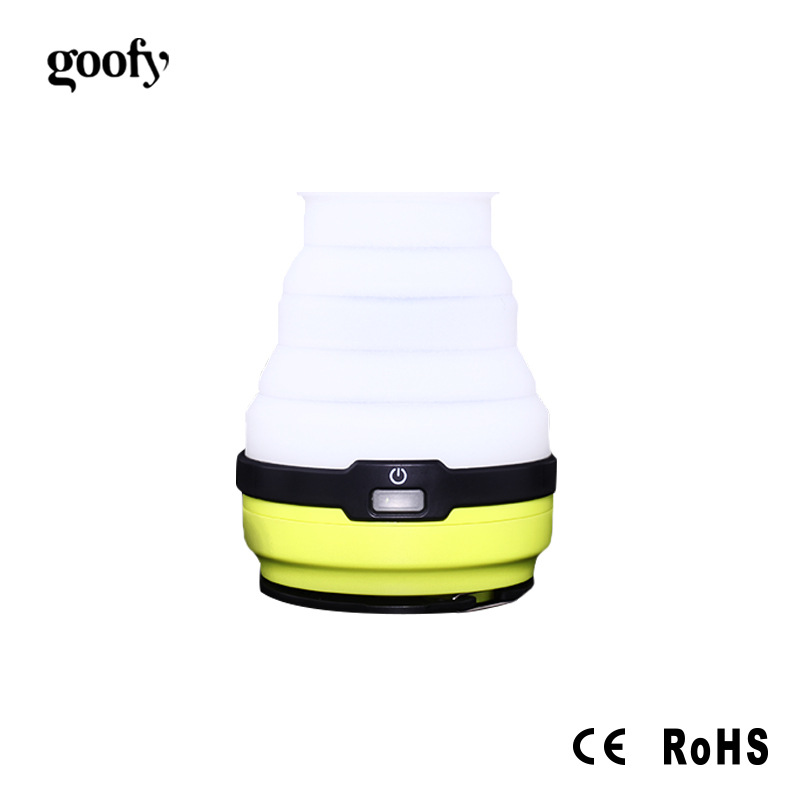 戶外便攜太陽能矽膠LED野營燈 可伸縮多功能帳篷燈USB充電露營燈