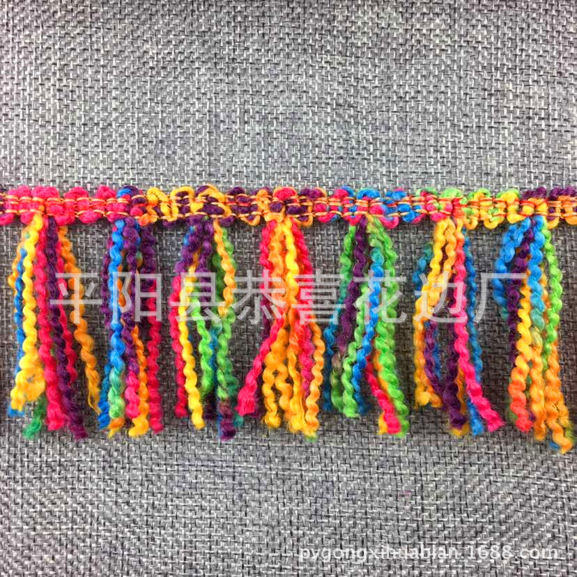 七彩波纹纱流苏