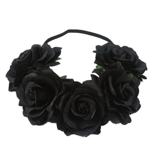 Cross-border rose hairband European and American Bohemian holiday red simulated flower headband holiday party headdress for women