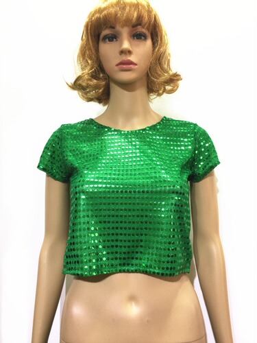 Graduation performance choir men and women performance dancing polka dots dazzling sequin short-sleeved T-shirt tops stage wear