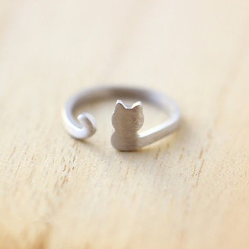 Hot Animal Cat Ring Alloy Electroplated Gold Silver Rose Color Protection Kitten Ring Wholesale display picture 25