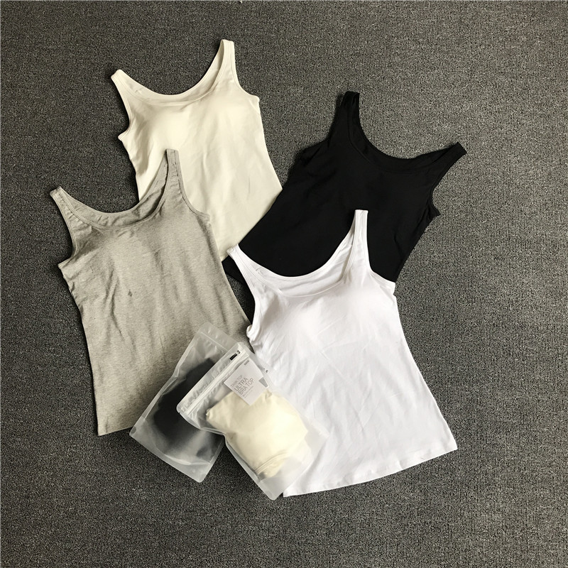 Foreign Trade Day Single Ammonia Cotton Women's Home Yoga Sports Built-in bra Anti-running Light Base Vest