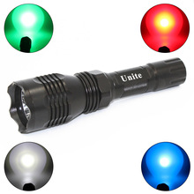 LED強光遠射王Q5/R5白光紅光綠光藍光 802手電筒鼠尾槍夾一件代發