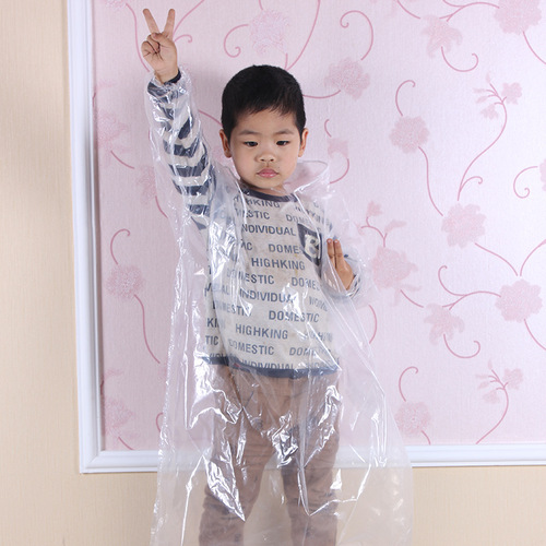 Manufacturer's thickened pullover four-button travel portable poncho outdoor disposable raincoat extra thick transparent children's 6 silk