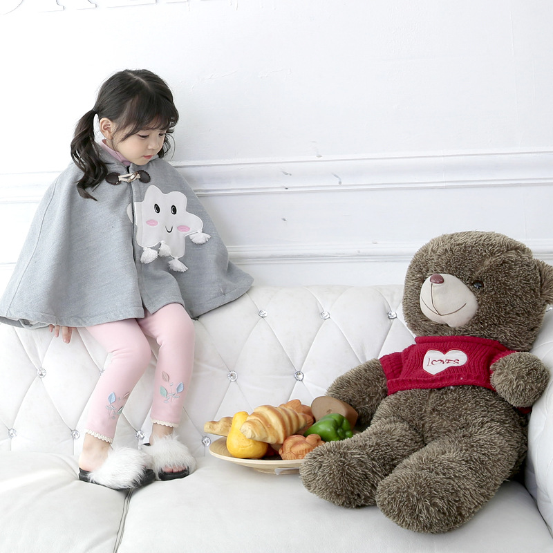 2017冬季新款中小童女童斗篷韩版加绒清新可爱外套披肩厂家直销