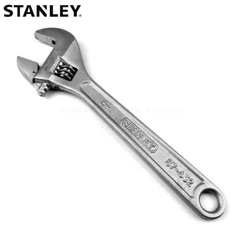 史丹利活动扳手8寸万能活络扳手 带刻度光柄活口扳手87-432-1-23