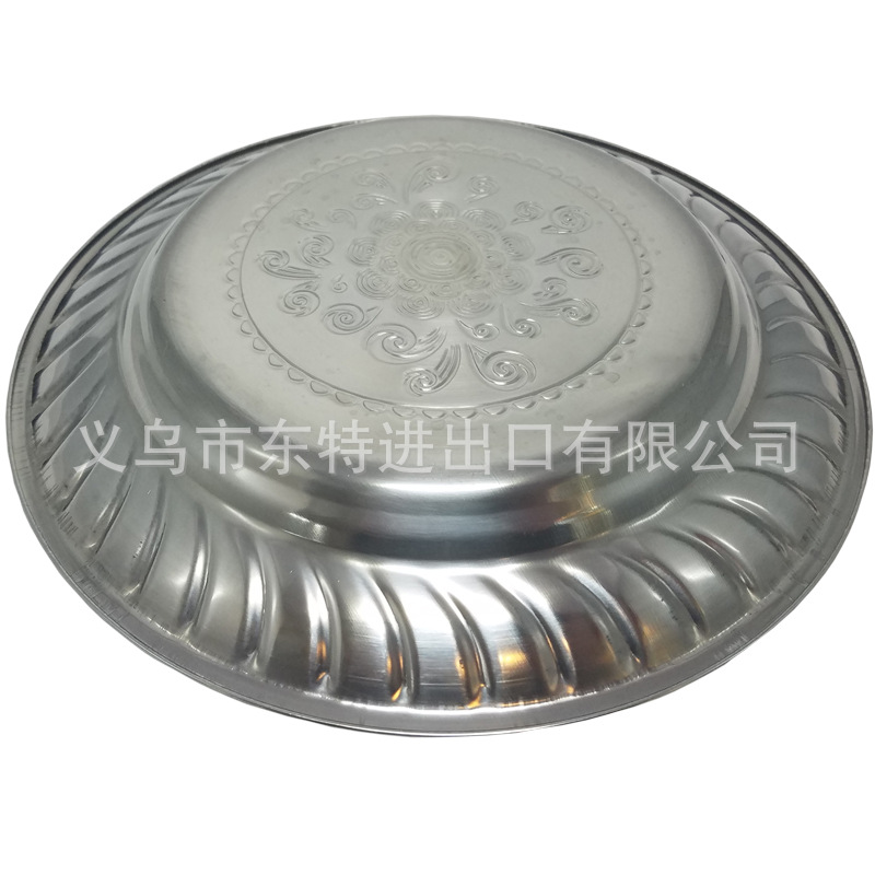 厂家直销不锈钢菜盘压花玉兰盘印花家用多用百合花盘外贸热销盘子详情图5