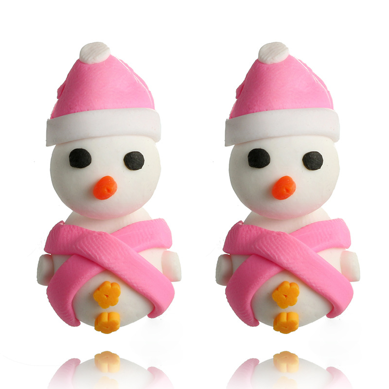 Christmas Series Products Cute Soft Clay Little Snowman Handmade Earrings display picture 2