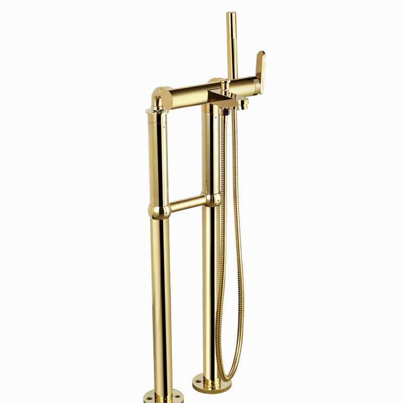 Wholesale full brass gold bathtub faucet switch water outlet Modern column bathtub shower faucet