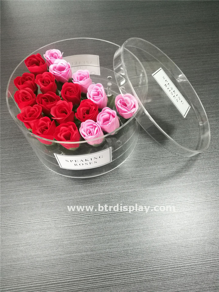 玫瑰花包装盒透明仿真花展示盒亚克力鲜花花盒礼品盒定做批发